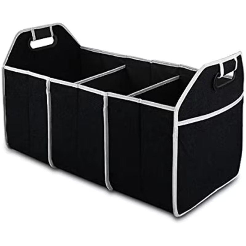 Foldable Car Boot Organiser – 3-Compartment Storage Bag for SUV, Truck, Van & Sedan