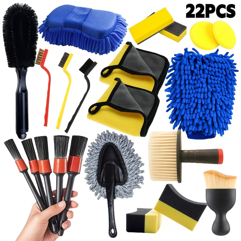22-Piece Car Detailing & Cleaning Tool Set – Complete Interior & Exterior Kit