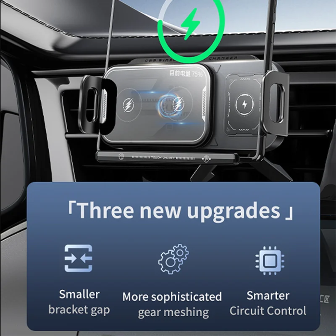 LuxDrive ProGrip 15W Wireless Car Charger Mount — Auto-Clamping 360° Rotatable for Samsung Z Fold, iPhone & All Phones