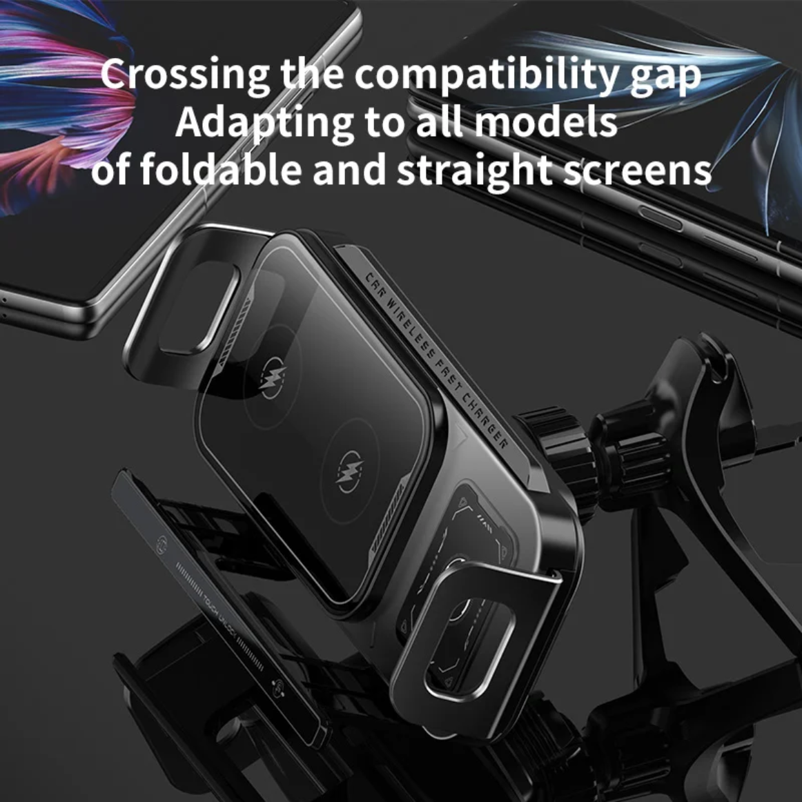 LuxDrive ProGrip 15W Wireless Car Charger Mount — Auto-Clamping 360° Rotatable for Samsung Z Fold, iPhone & All Phones
