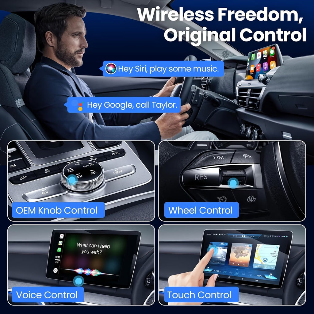 2-in-1 Wireless CarPlay & Android Auto Adapter – Plug & Play, Fast & Stable Connection