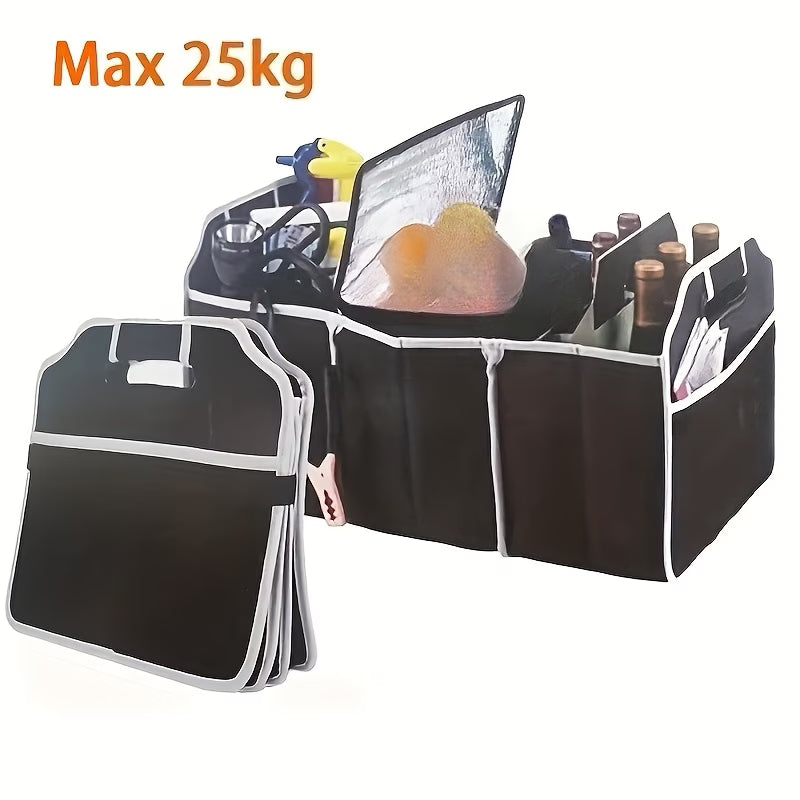 Foldable Car Boot Organiser – 3-Compartment Storage Bag for SUV, Truck, Van & Sedan