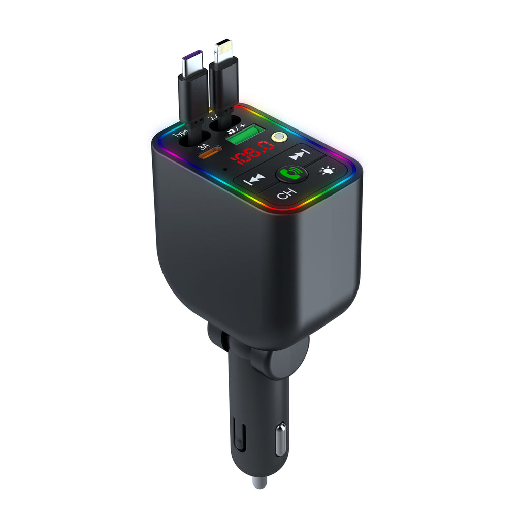 LuxDrive T3 Pro 5-in-1 260W Fast Car Charger with FM Transmitter & Ambient Light