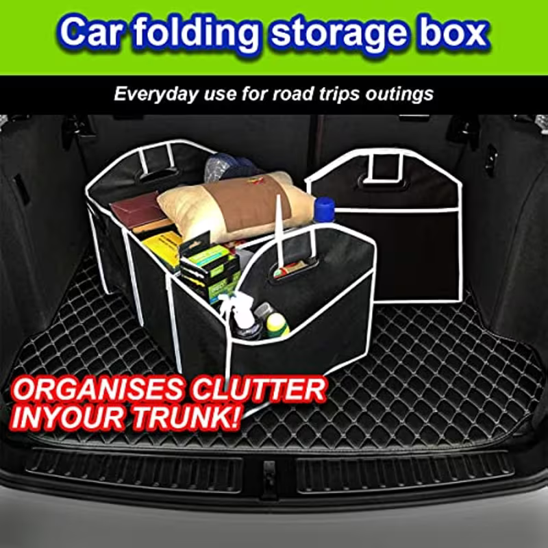 Foldable Car Boot Organiser – 3-Compartment Storage Bag for SUV, Truck, Van & Sedan