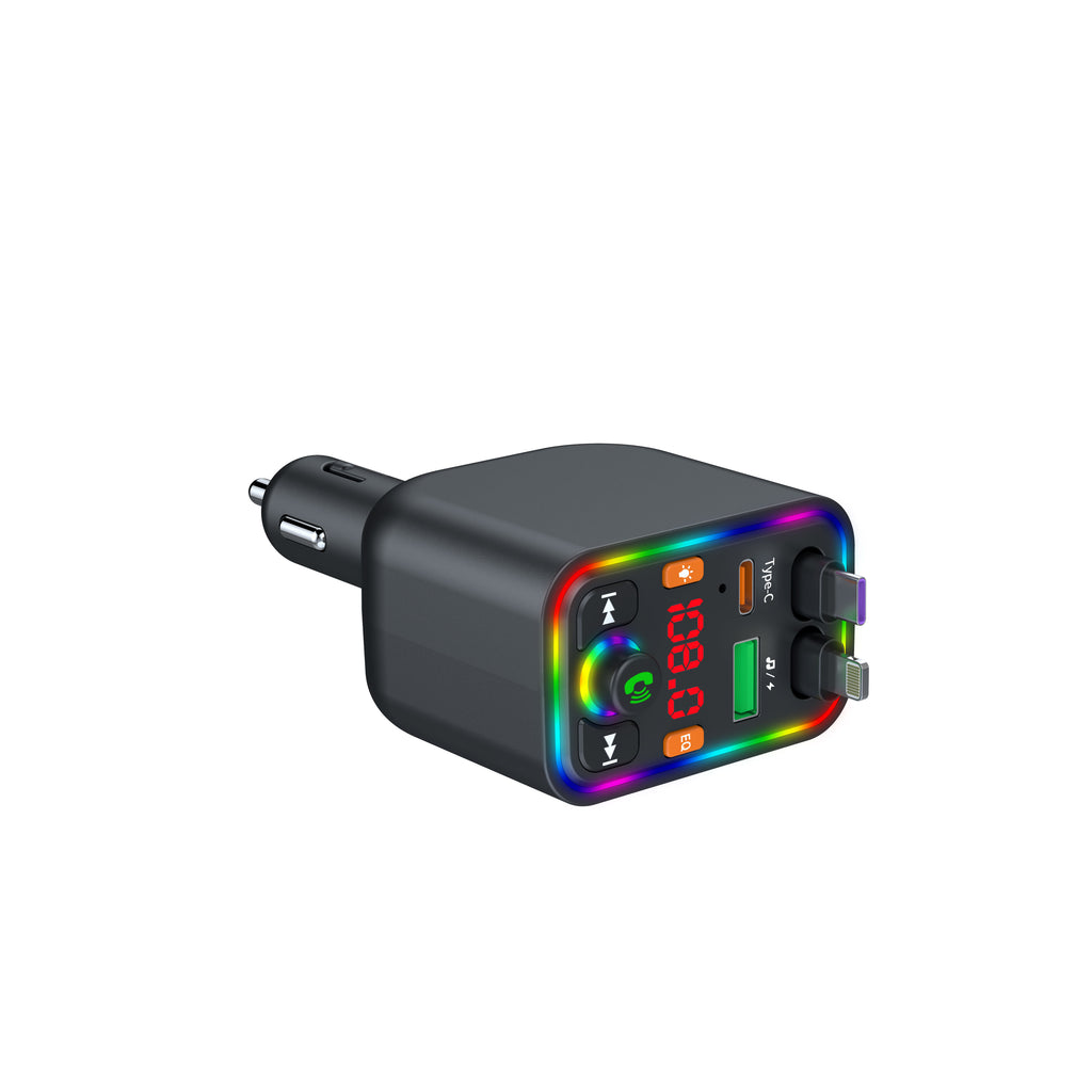 120W TurboCharge™ Retractable Car Charger – Digital Display + MP3/FM Transmitter + Bt Handsfree Car Kit PD QC Car Charger Y6 | Ultra‑Fast 4‑in‑1 Charging Power Station