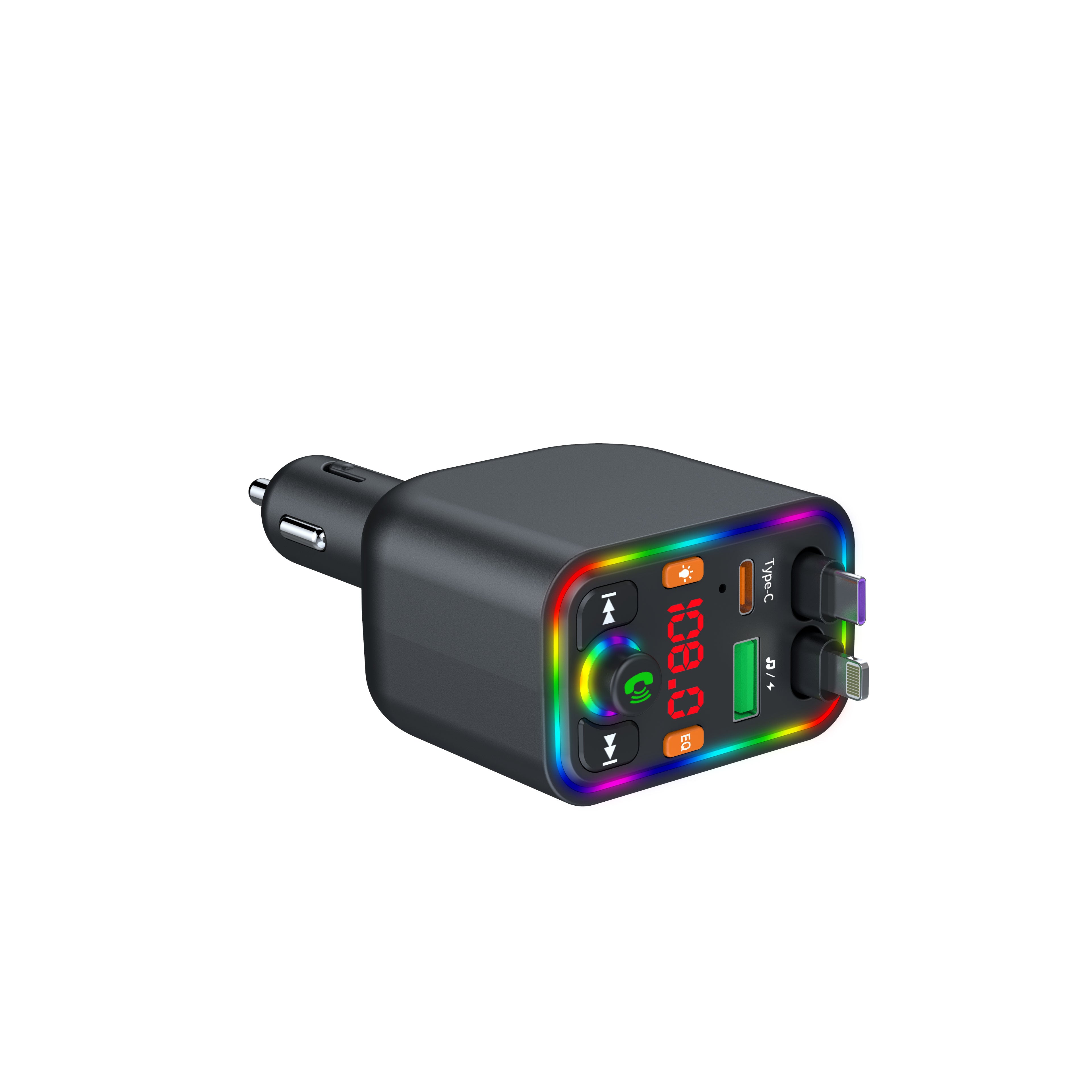 120W TurboCharge™ Retractable Car Charger – Digital Display + MP3/FM Transmitter + Bt Handsfree Car Kit PD QC Car Charger Y6 | Ultra‑Fast 4‑in‑1 Charging Power Station