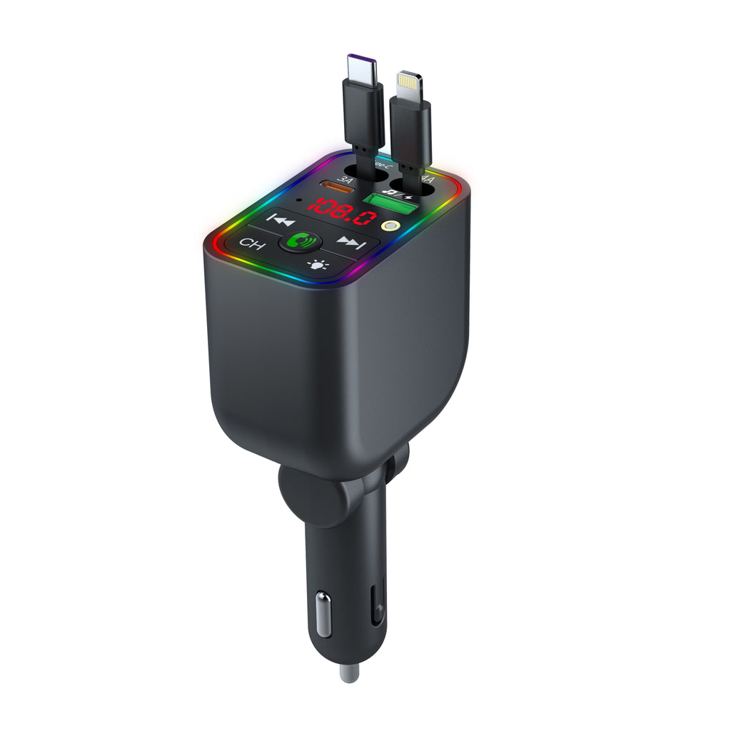 LuxDrive T3 Pro 5-in-1 260W Fast Car Charger with FM Transmitter & Ambient Light