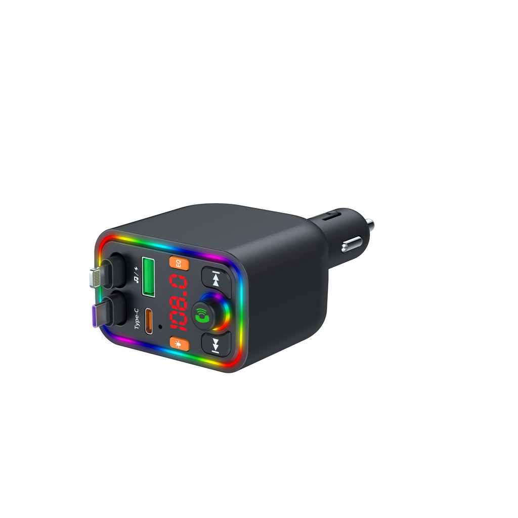 120W TurboCharge™ Retractable Car Charger – Digital Display + MP3/FM Transmitter + Bt Handsfree Car Kit PD QC Car Charger Y6 | Ultra‑Fast 4‑in‑1 Charging Power Station