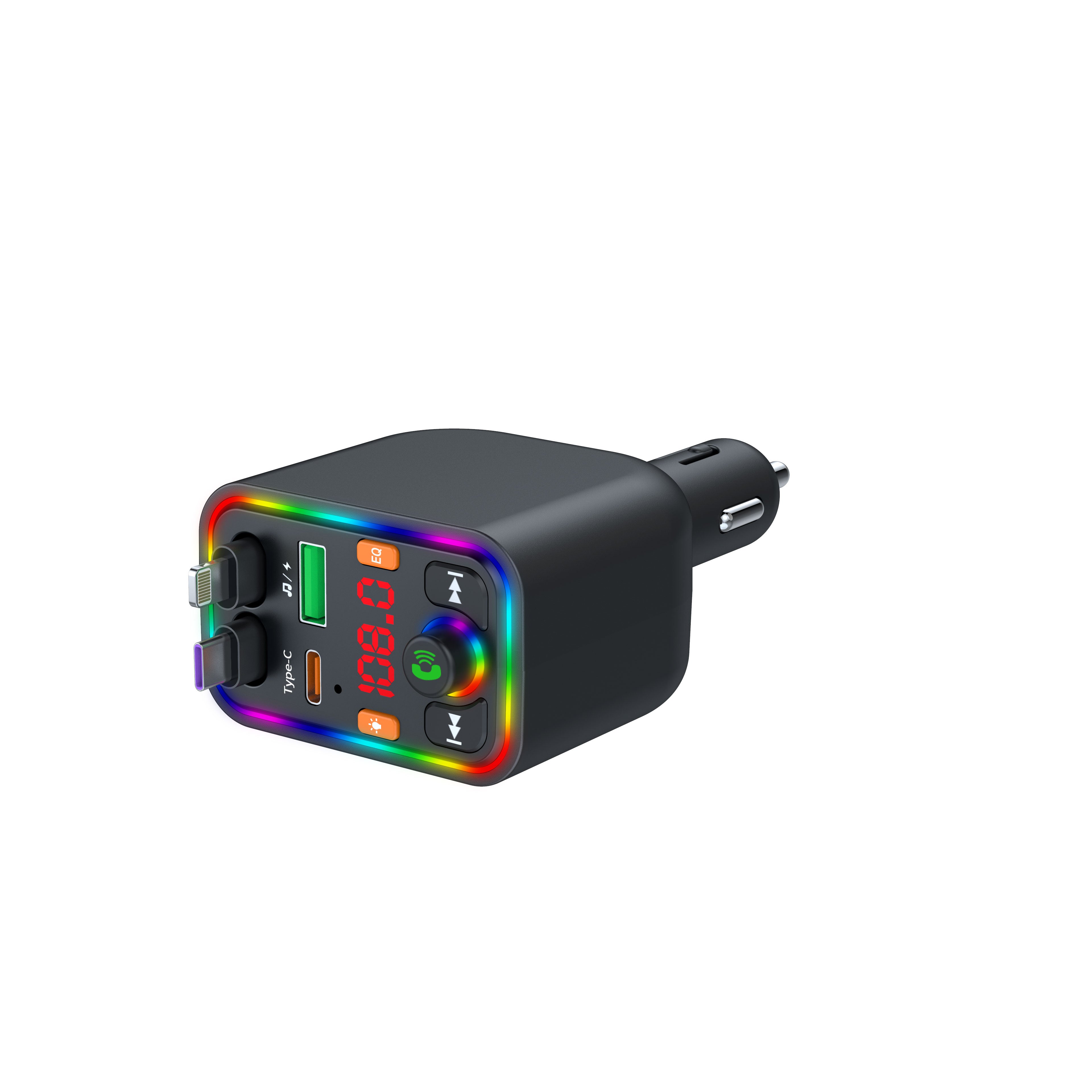 120W TurboCharge™ Retractable Car Charger – Digital Display + MP3/FM Transmitter + Bt Handsfree Car Kit PD QC Car Charger Y6 | Ultra‑Fast 4‑in‑1 Charging Power Station