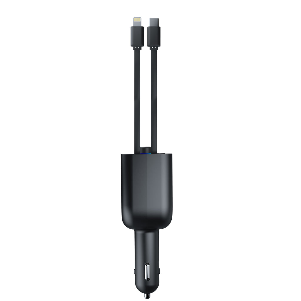 120W TurboCharge™ Retractable Car Charger – Digital Display + MP3/FM Transmitter + Bt Handsfree Car Kit PD QC Car Charger Y6 | Ultra‑Fast 4‑in‑1 Charging Power Station