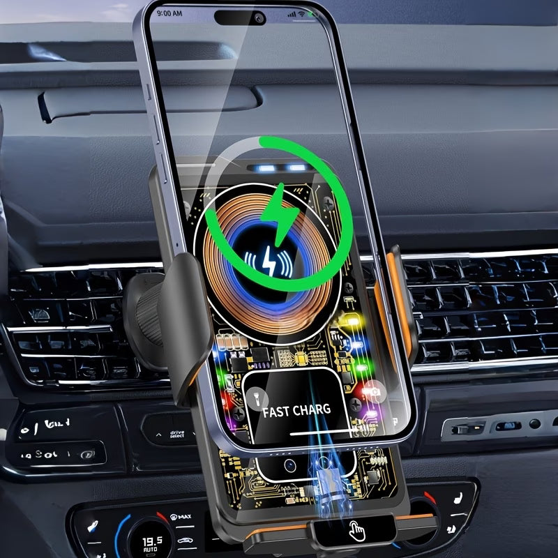 3-in-1 Car Phone Holder with 15W Wireless Charging & Power Bank – Magnetic Vent Mount