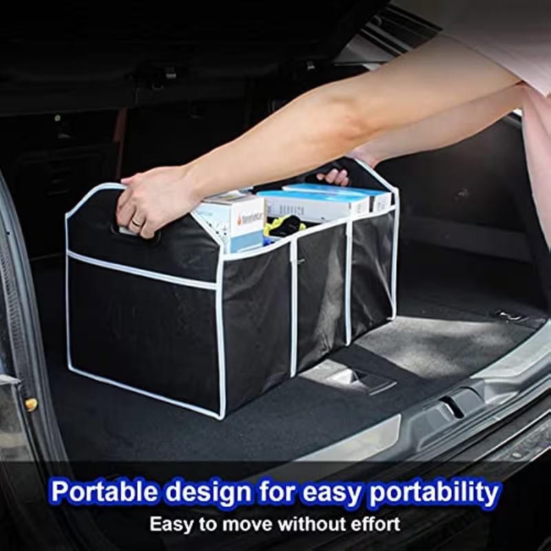 Foldable Car Boot Organiser – 3-Compartment Storage Bag for SUV, Truck, Van & Sedan
