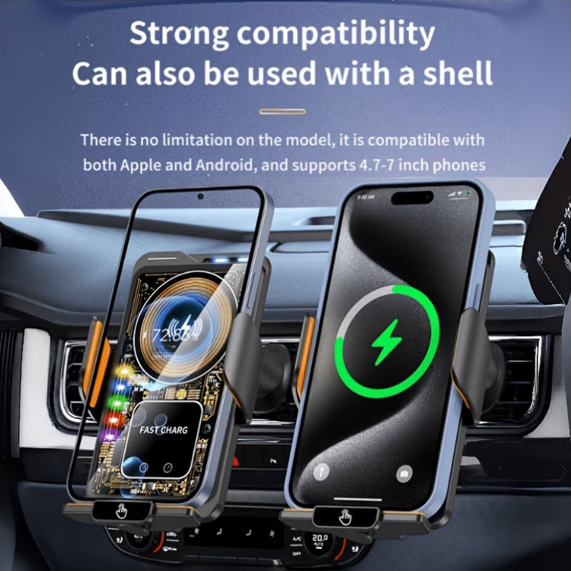 3-in-1 Car Phone Holder with 15W Wireless Charging & Power Bank – Magnetic Vent Mount