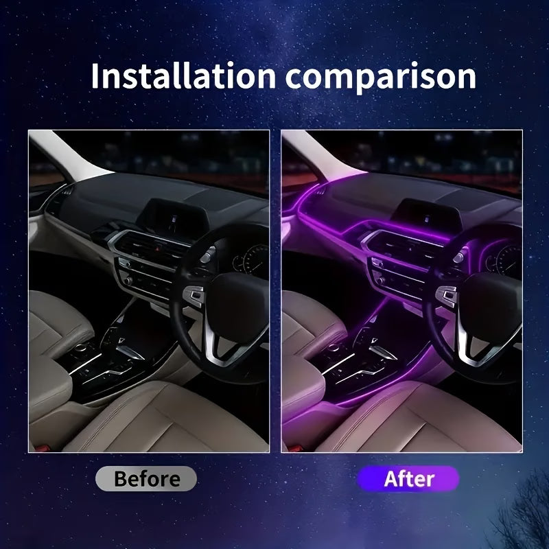 RGB LED Car Interior Ambient Light Strips – USB Powered, Music Sync, DIY Atmosphere Lighting