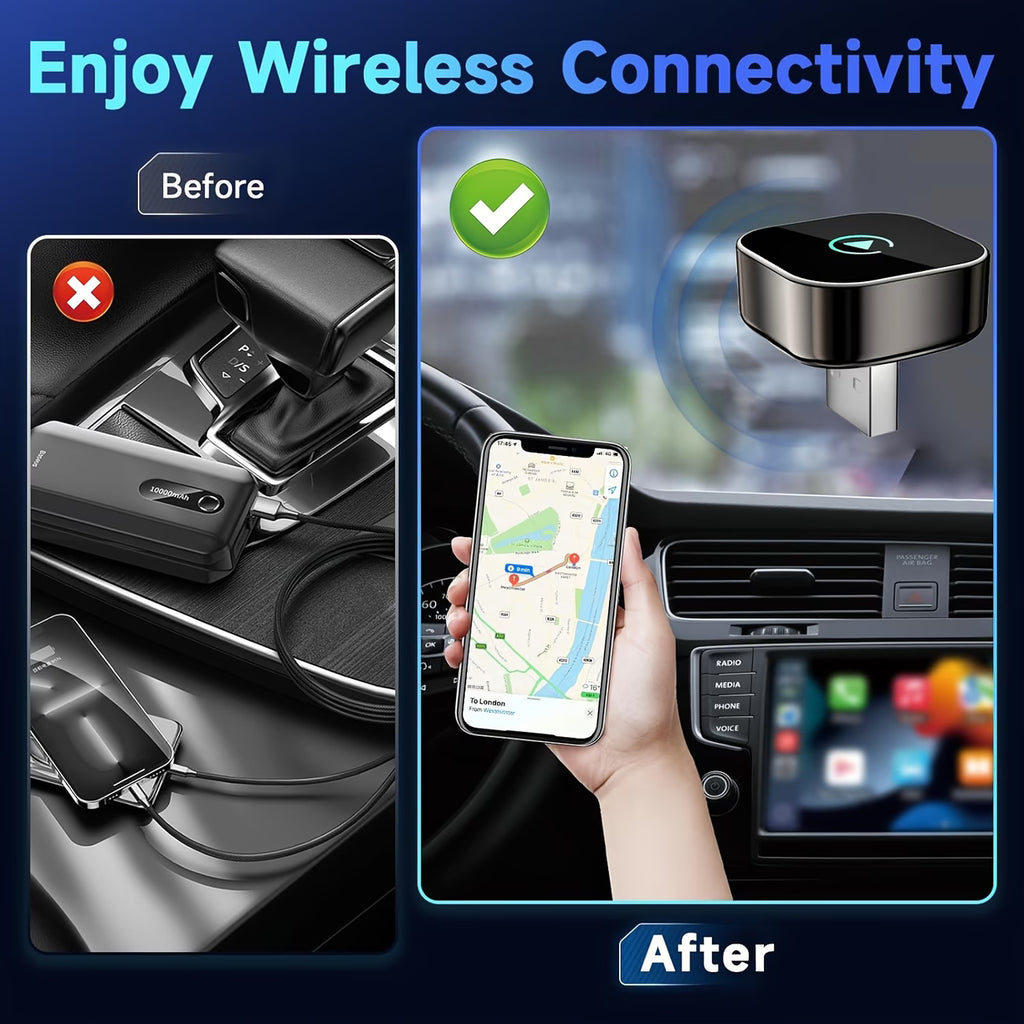 2-in-1 Wireless CarPlay & Android Auto Adapter – Plug & Play, Fast & Stable Connection