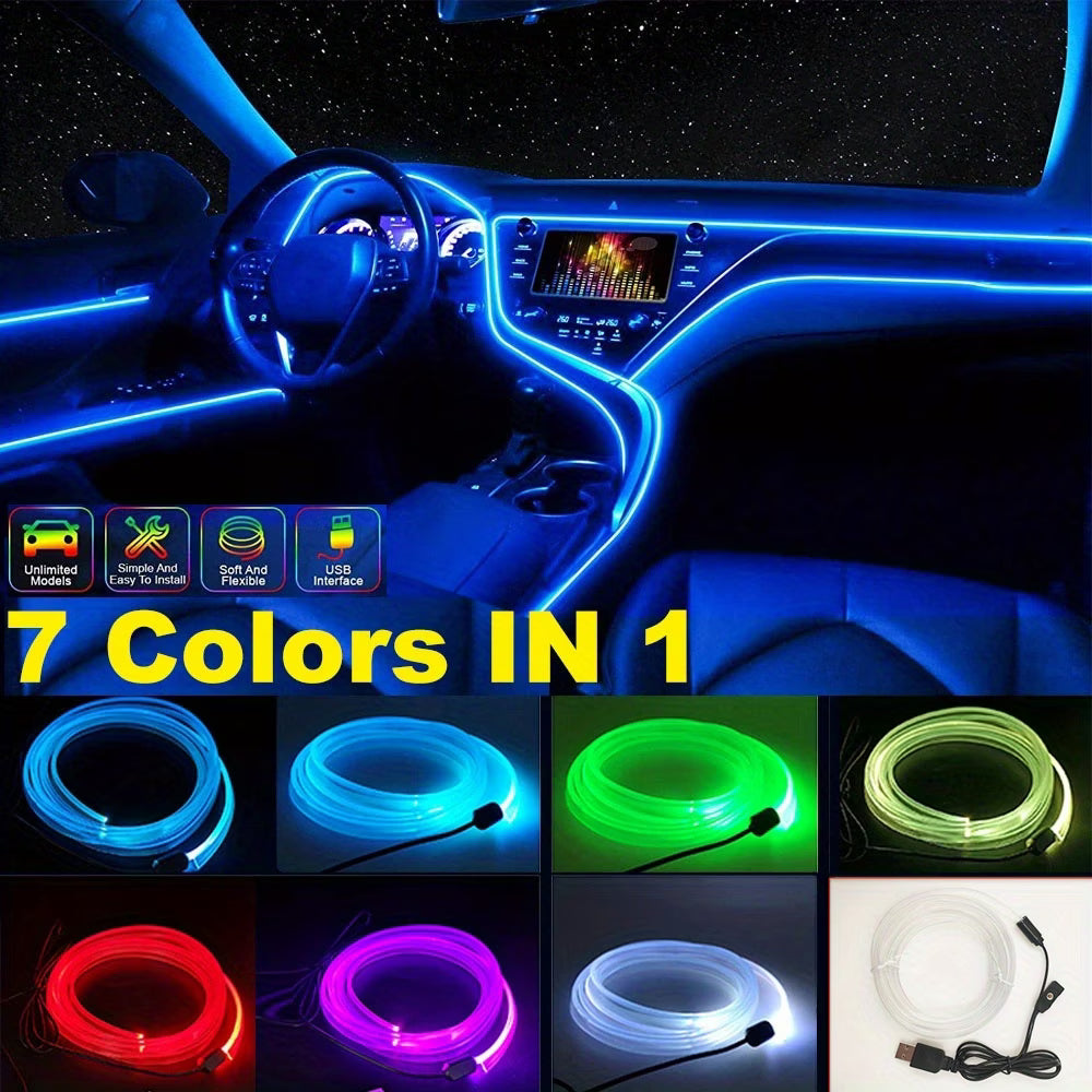 RGB LED Car Interior Ambient Light Strips – USB Powered, Music Sync, DIY Atmosphere Lighting