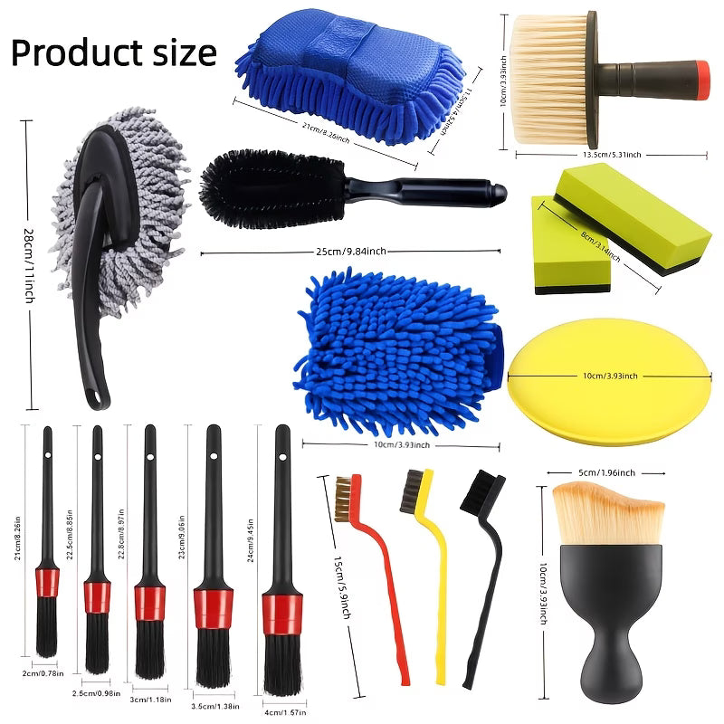 22-Piece Car Detailing & Cleaning Tool Set – Complete Interior & Exterior Kit