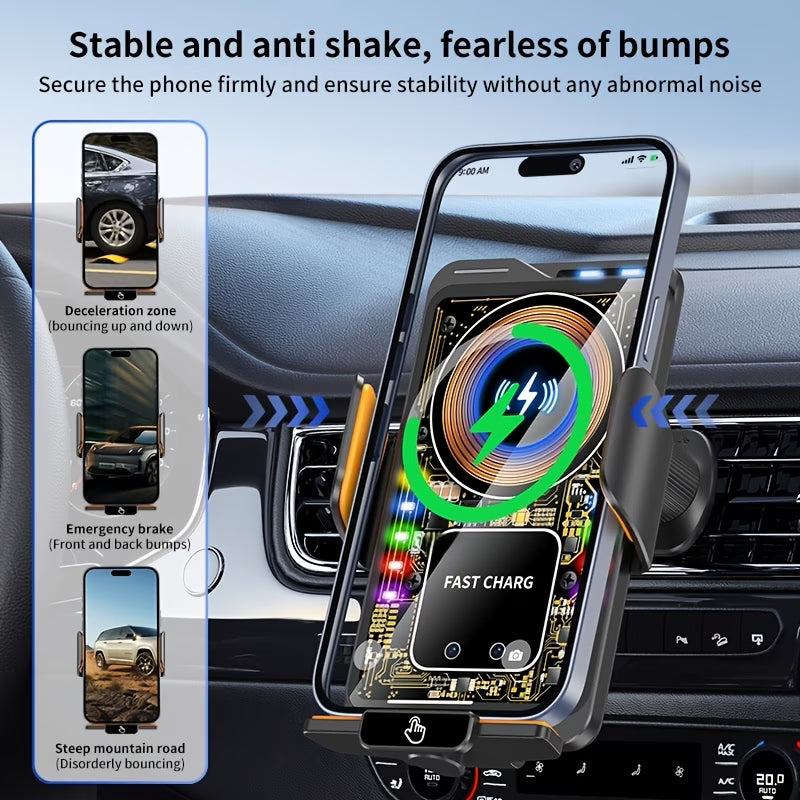 3-in-1 Car Phone Holder with 15W Wireless Charging & Power Bank – Magnetic Vent Mount