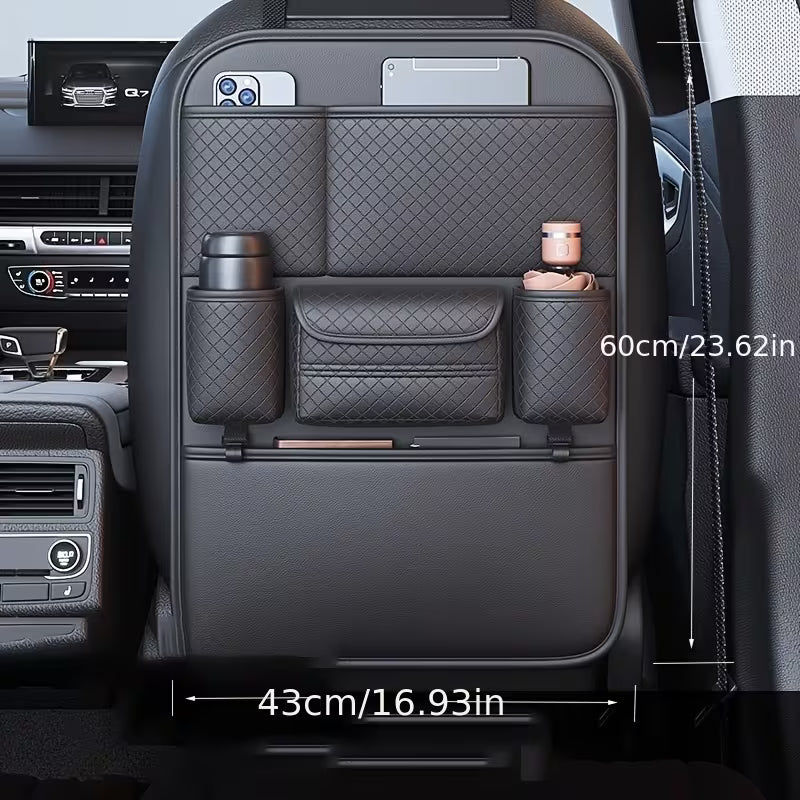 Car Seat Back Organizer with Two Cup Holders & Tissue Box