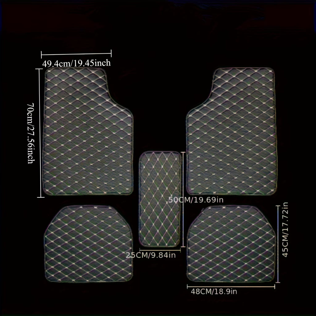 Luxury PU Leather Car Floor Mats – 5-Piece Set, All-Weather Non-Slip, Universal Fit