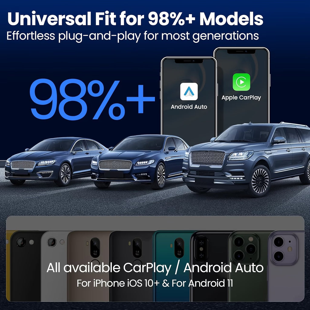 2-in-1 Wireless CarPlay & Android Auto Adapter – Plug & Play, Fast & Stable Connection