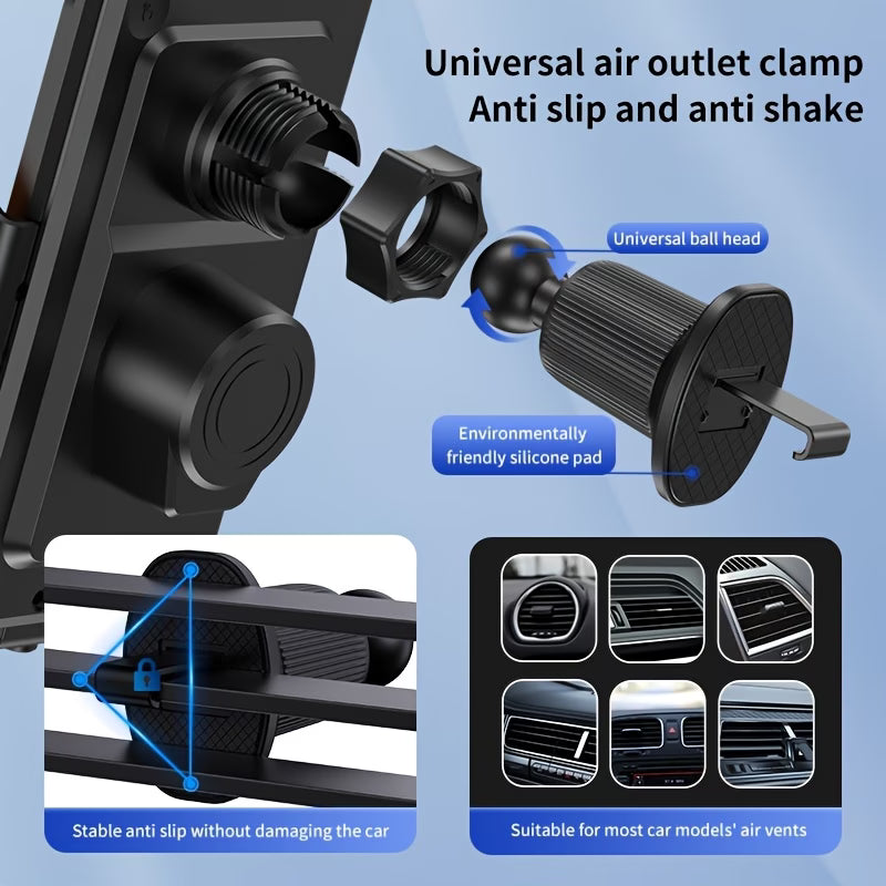 3-in-1 Car Phone Holder with 15W Wireless Charging & Power Bank – Magnetic Vent Mount