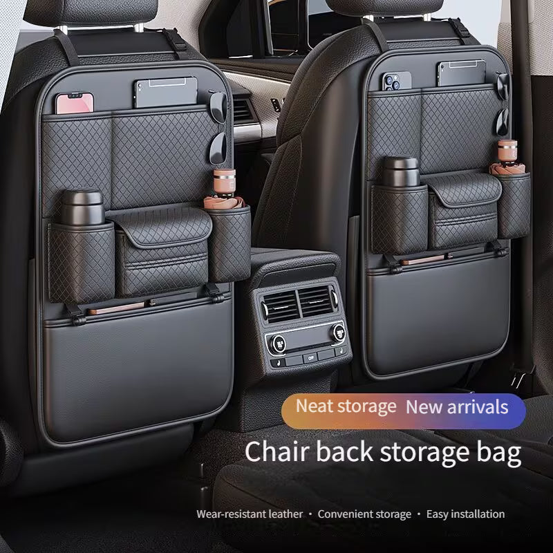 Car Seat Back Organizer with Two Cup Holders & Tissue Box
