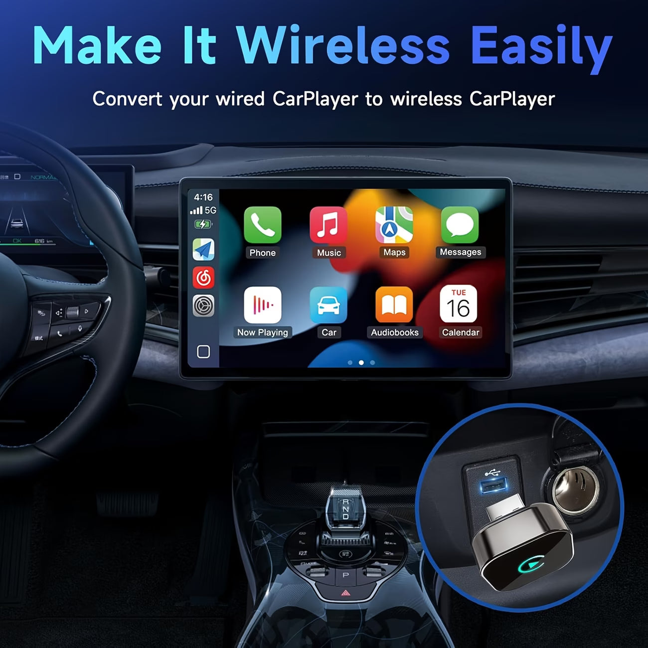 2-in-1 Wireless CarPlay & Android Auto Adapter – Plug & Play, Fast & Stable Connection