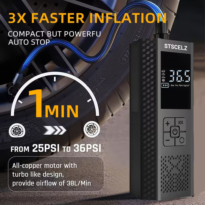 150PSI Portable Air Compressor – Cordless Smart Tire Inflator with LED Display
