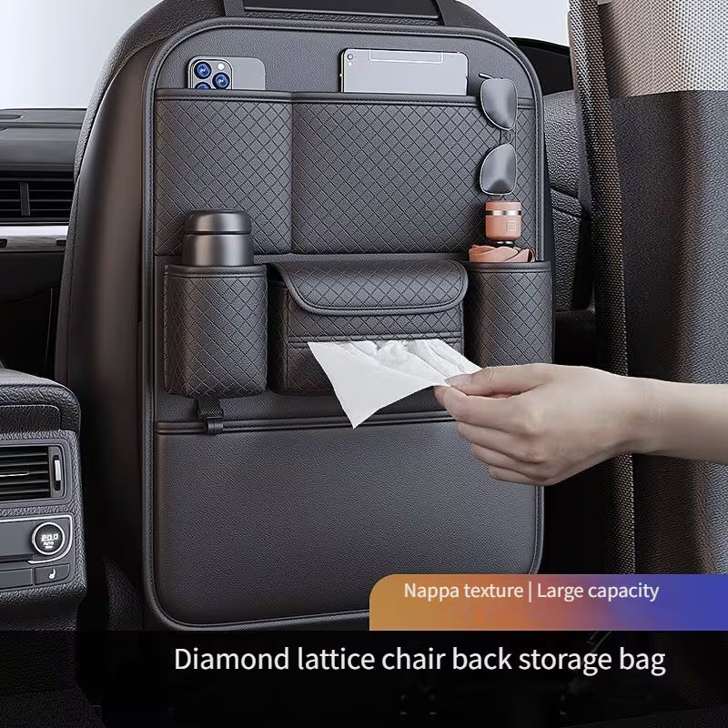 Car Seat Back Organizer with Two Cup Holders & Tissue Box