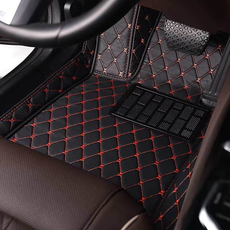 Luxury PU Leather Car Floor Mats – 5-Piece Set, All-Weather Non-Slip, Universal Fit