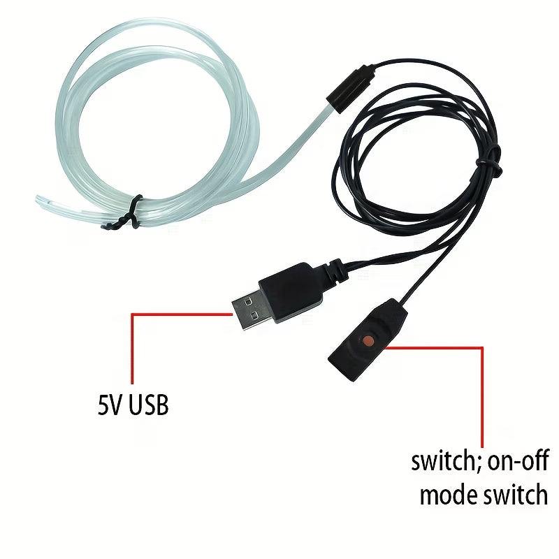 RGB LED Car Interior Ambient Light Strips – USB Powered, Music Sync, DIY Atmosphere Lighting