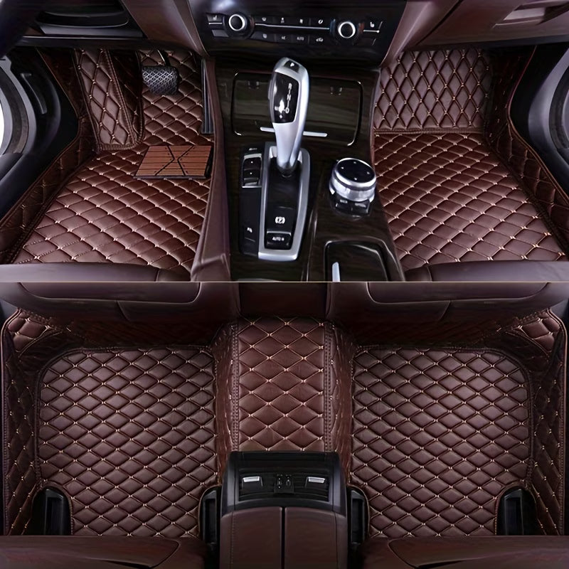 Luxury PU Leather Car Floor Mats – 5-Piece Set, All-Weather Non-Slip, Universal Fit