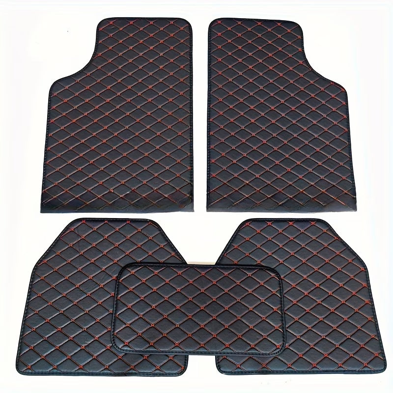 Luxury PU Leather Car Floor Mats – 5-Piece Set, All-Weather Non-Slip, Universal Fit