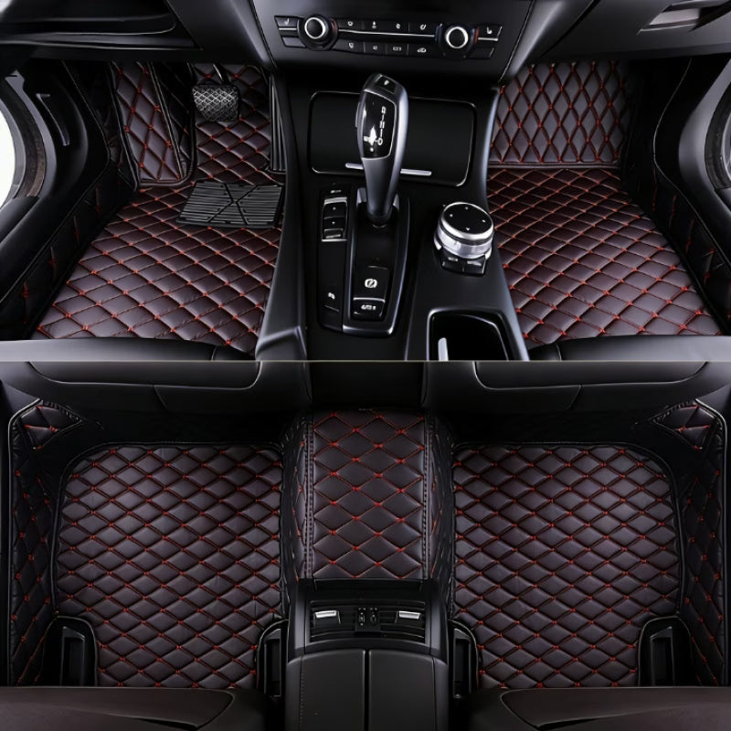 Luxury PU Leather Car Floor Mats – 5-Piece Set, All-Weather Non-Slip, Universal Fit