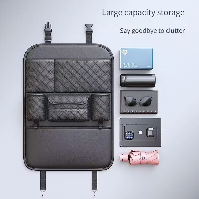 Car Seat Back Organizer with Two Cup Holders & Tissue Box