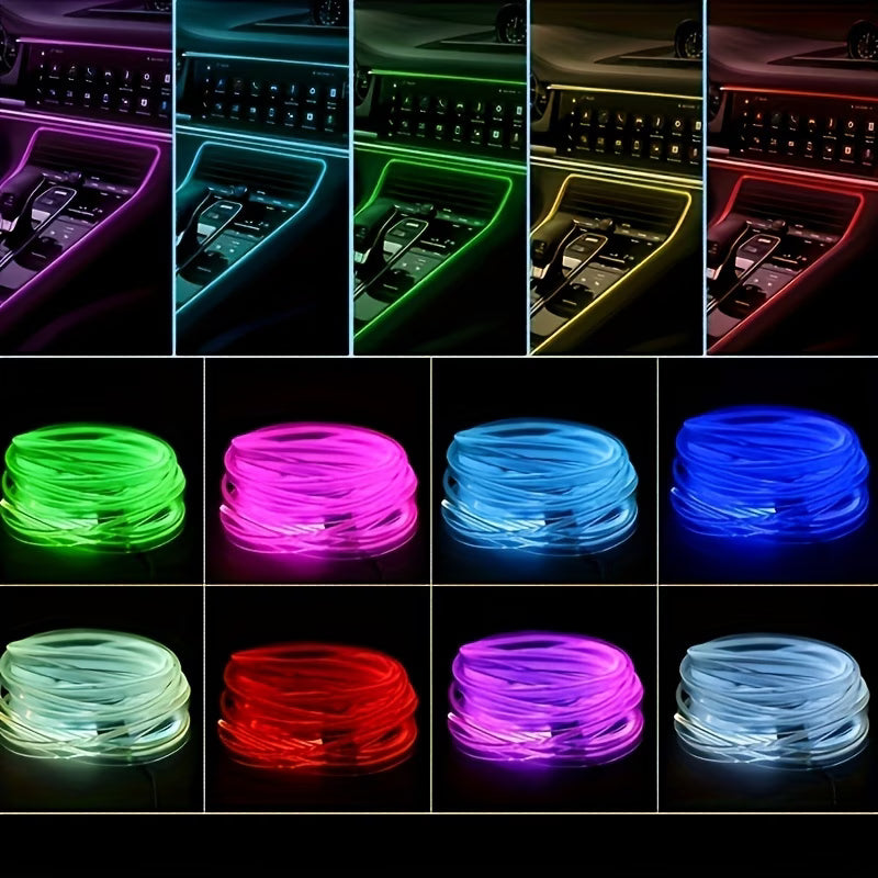 RGB LED Car Interior Ambient Light Strips – USB Powered, Music Sync, DIY Atmosphere Lighting